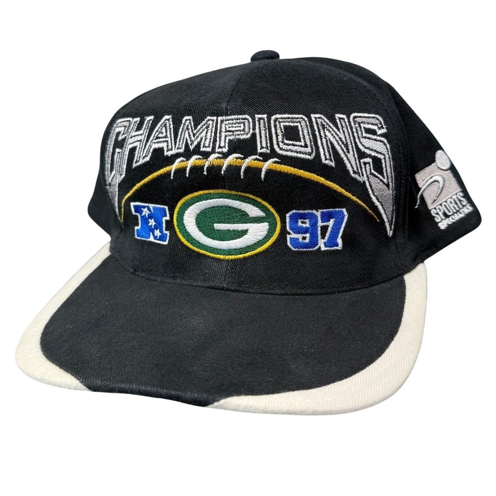 Sports Specialties Hat Mens OSFA Black Green Bay Packers 1997 Champions Snapback